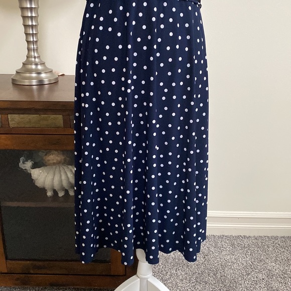 EUC Evan-Picone Navy & White Polka Dot A-Line Dress 12 - Picture 3 of 11